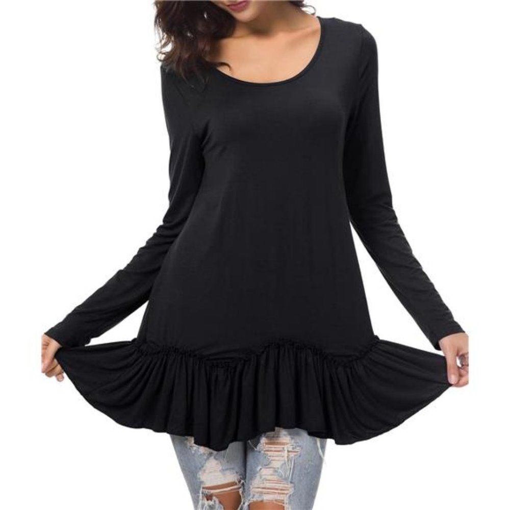 Urban CoCo Women's Casual T-Shirt Solid Long Sleeve Tunic Tops - Picture 4 of 8